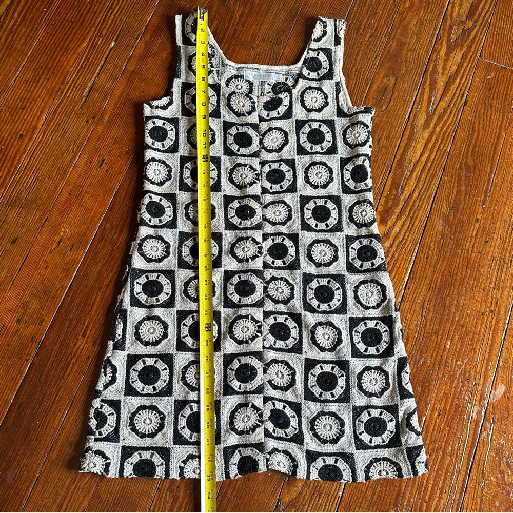 Anthropologie Seafolly Crochet Hipster Coverup Beach Mini Dress Black and Cream - Picture 8 of 11